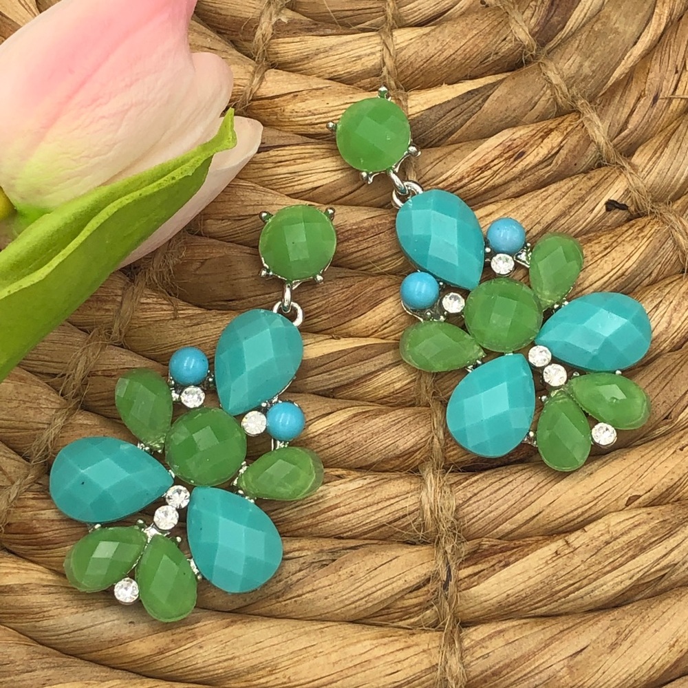 🌼 Large Aqua & Green Earrings Earrings Earrings Earrings Earrings Earrings